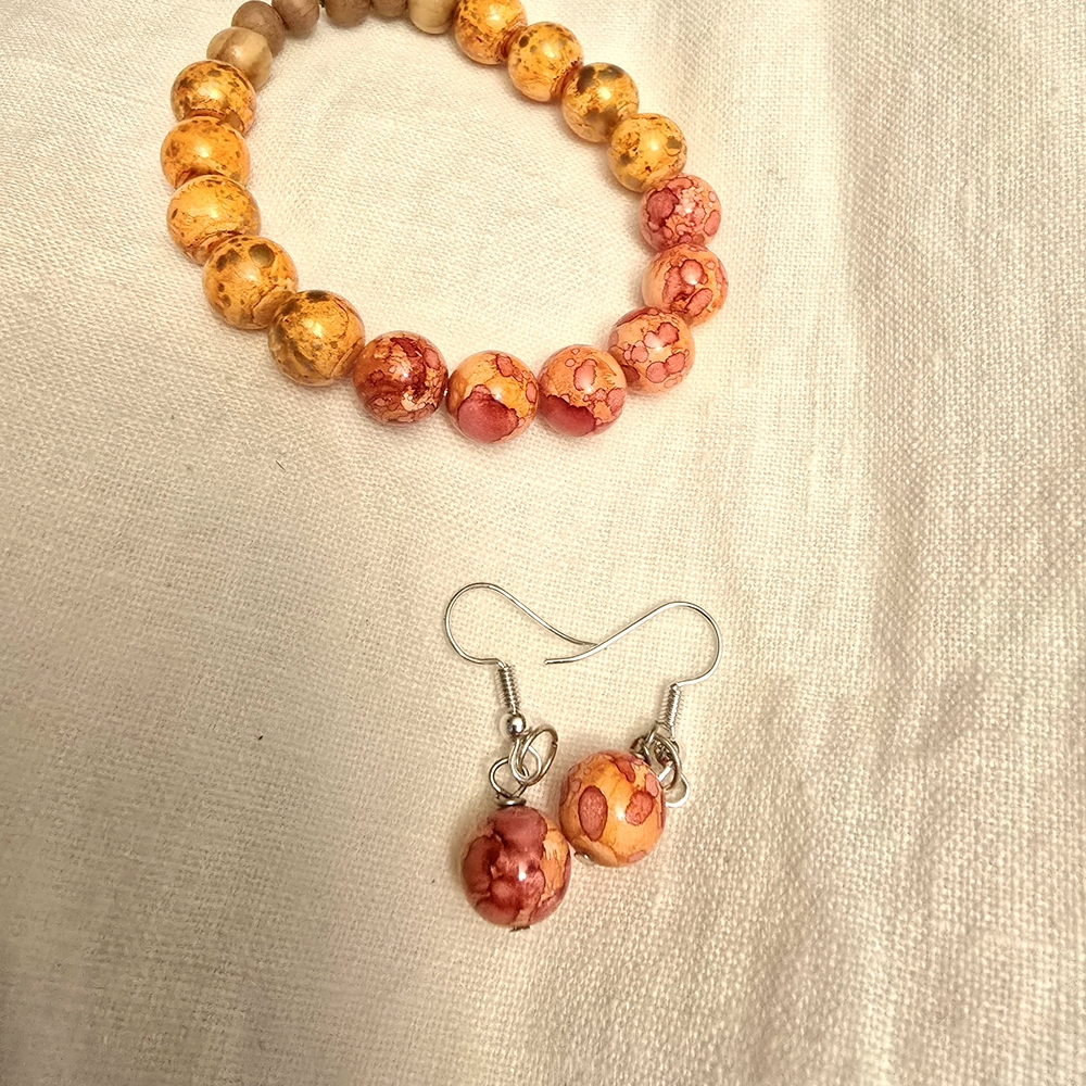 Elegant Orange Beaded Jewelry Set